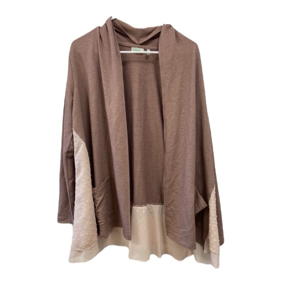Logo Lori Goldstein women’s cardigan sweater flowy eyelet material sz small